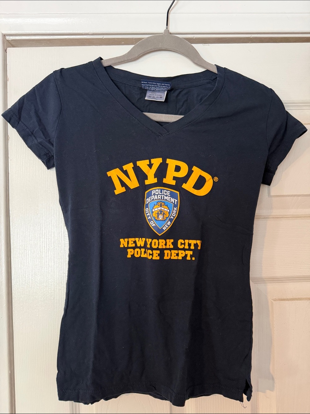 NYPD Women's Short Sleeve V-Neck Tee - Navy